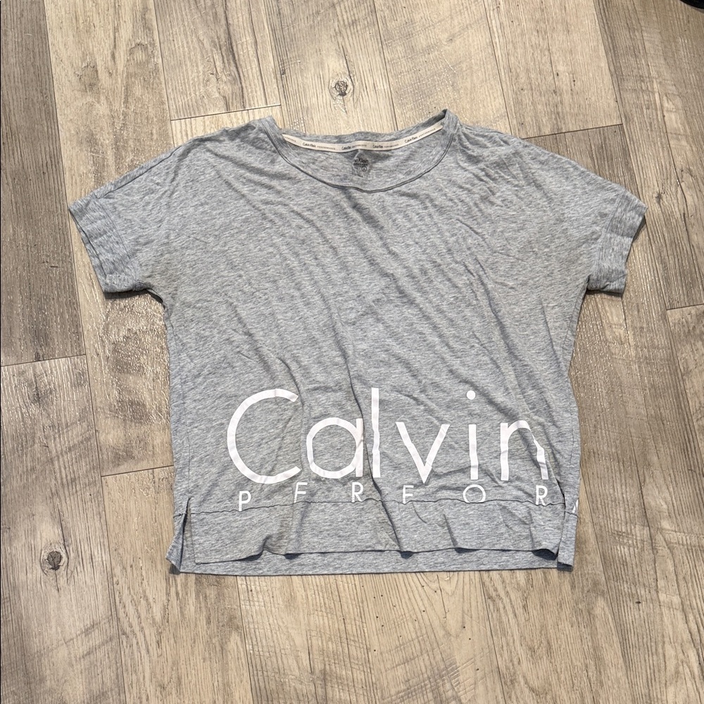 Calvin Klein Light Gray Logo Short-Sleeve Tee